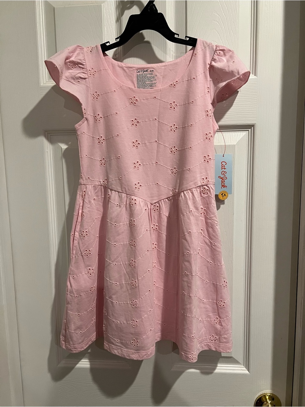 Cat & Jack Light Pink Eyelet Flutter Sleeve Dress